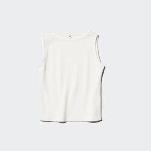 NWT Uniqlo Shirring Boat Neck Sleeveless T-Shirt White XL
